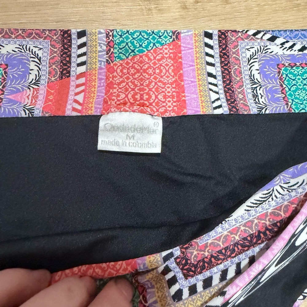 OndadeMar Womens Multicolor Geometric Tribal Print Bikini Bottoms Size M - Picture 2 of 3